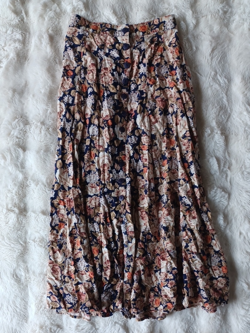 Express Navy Floral Pleated Maxi Skirt